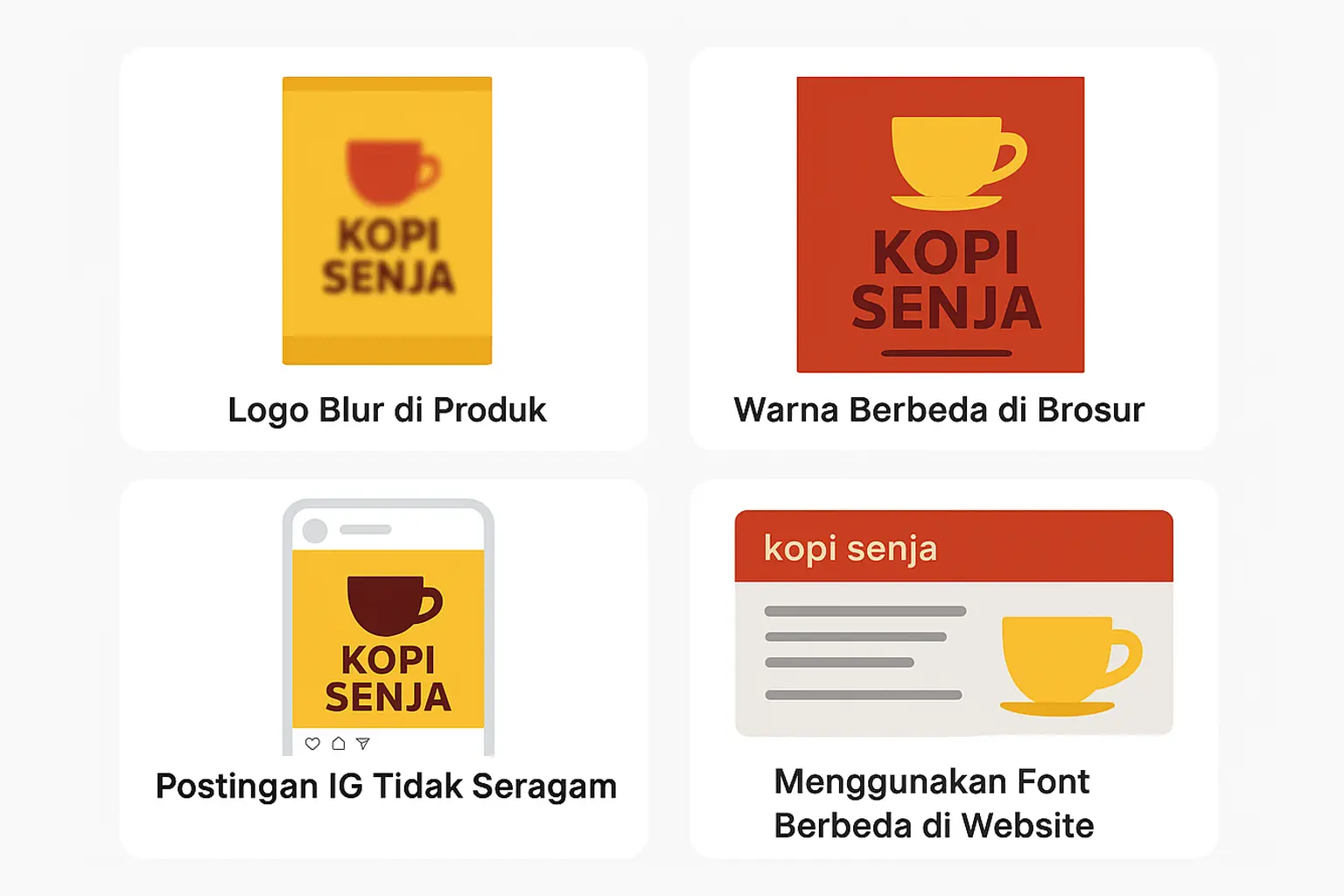 Contoh branding yang tidak konsisten
