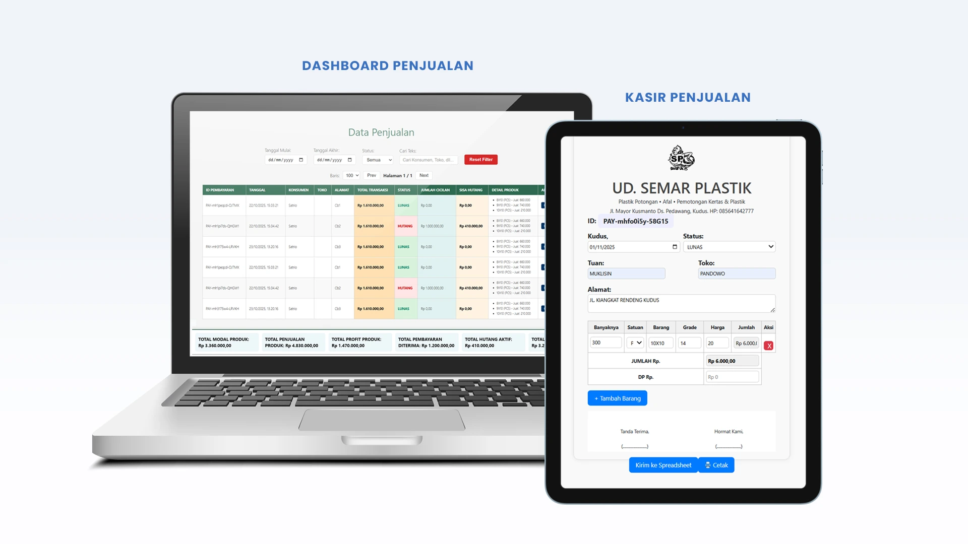 Tampilan Halaman Data Master