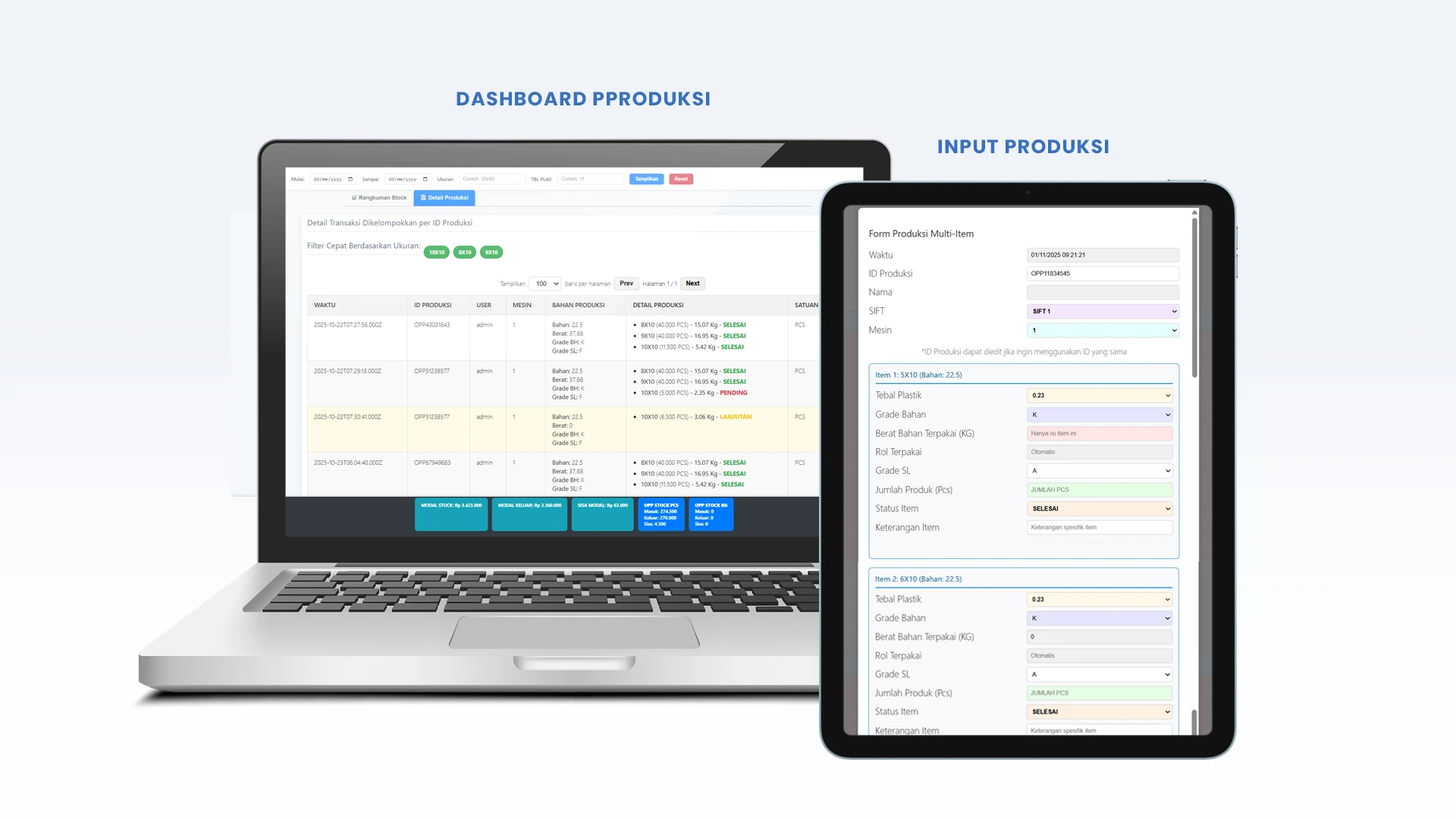 Tampilan Halaman Laporan Stok