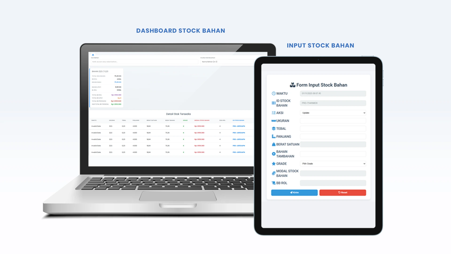 Tampilan Halaman Input Barang Masuk