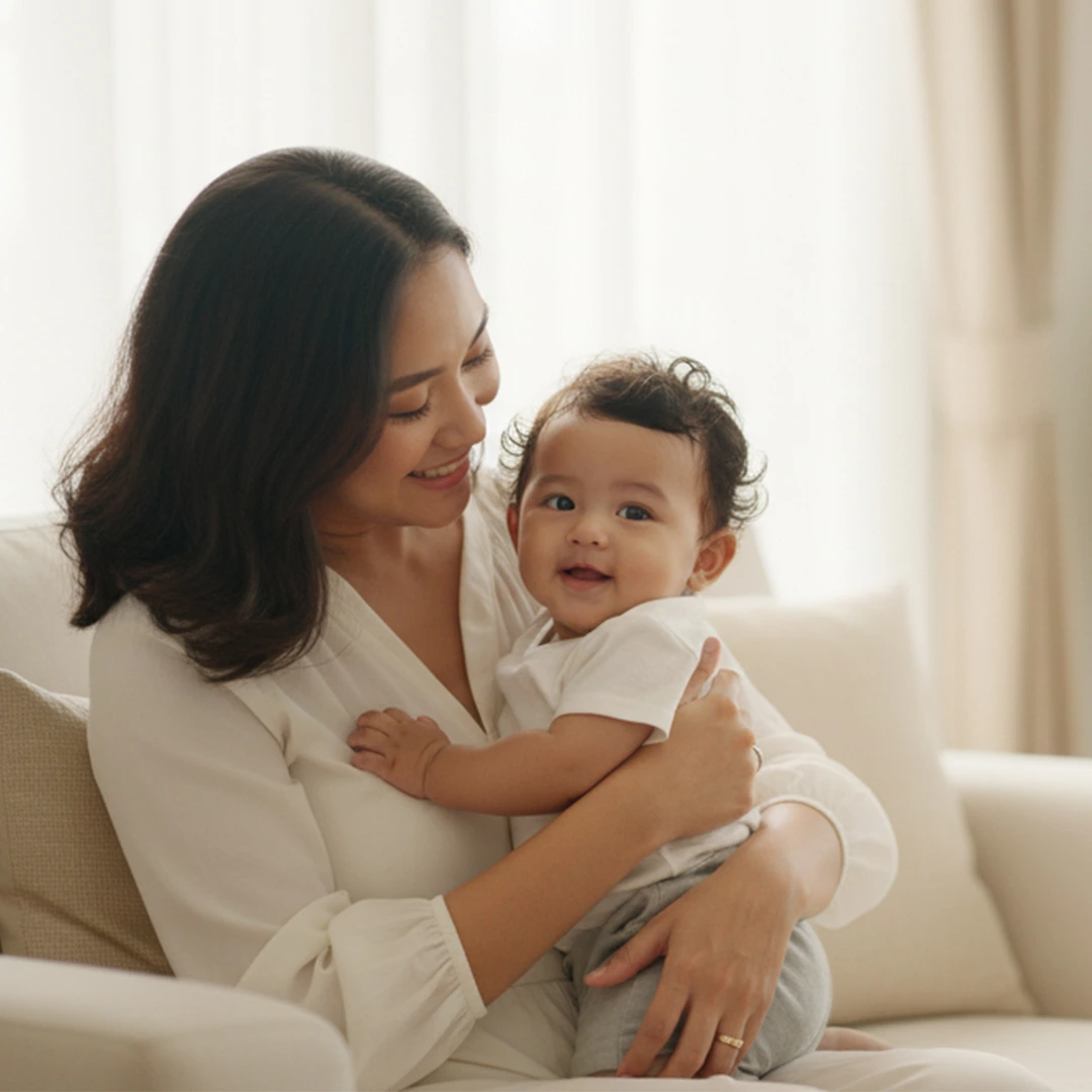 Ibu bahagia bersama bayinya